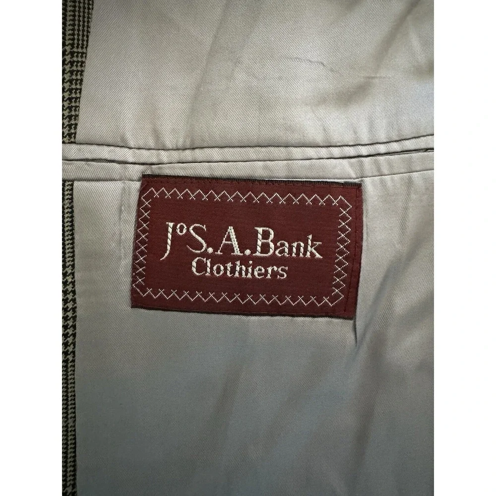 Jos. A. Bank Plaid Blazer Grey Black Check Two Button Sport Coat Regular Fit 42R